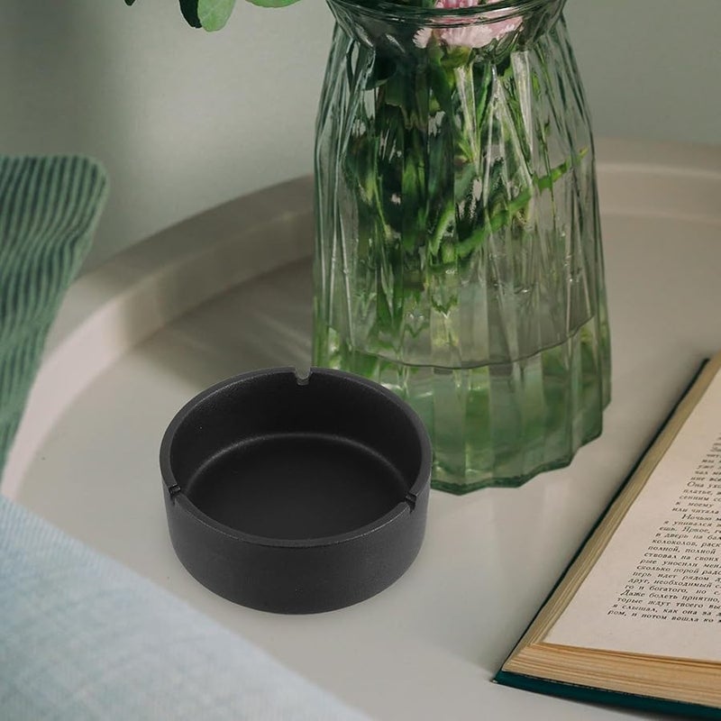 منفضة سيراميك مستديرة مقاومة للرياح حامل رماد من البورسلين مقاوم للحرارة العالية للسجائر المنزل المكتب الحديقة - Image 5